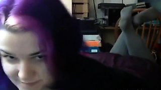 Emo Goth Girl's Foot Fetish Webcam Show