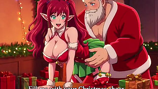 Santa give special gift to busty milf on Christmas