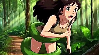 Boobs Lover Bound by Teasing Vines in Hentai: Busty Explorer Teases Big Tits and Big Ass