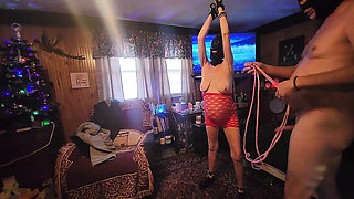 Amateur BBW Grandma Hanged by Her Big Tits and Whipped Hard - Homemade Bondage