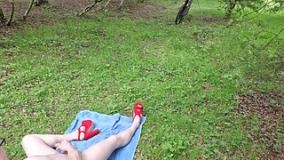 crossdresser outside enjoying her self