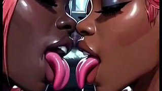 Beautiful Lesbians Tongue and Kiss Fetish, Ai Animation