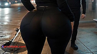 Big Ass Woman Shaking Her Massive Butt at the Bus Stop