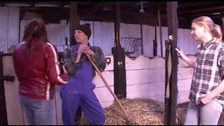 German amateur blonde teen rides big dick hard in barn cowgirl