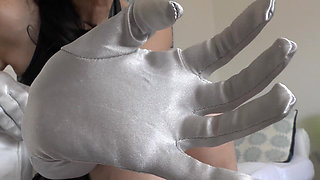 Long, Shiny Silver Satin Gloves Turn You on so Much - Lady Victoria Valente