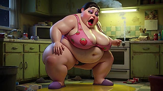 Smoking Pregnant BBW Pisses on Floor - Horny with Massive Belly