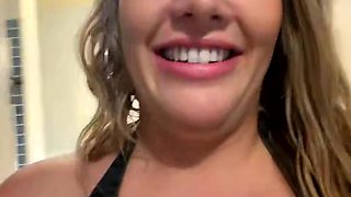 Sexy Busty Blonde Teases in Lingerie - Hot Bedroom Playtime