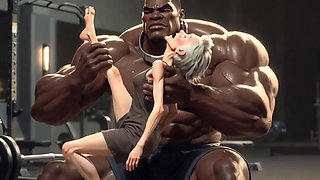 Granny Moaning in Pleasure - Strong Black Man Sucking Her Feet