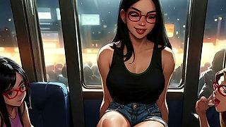 Lin's Friends Help Drain Your Cock on the Bus