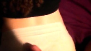 Cum on her panties - amateur CFNM fun