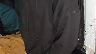 I Masturbate in Sweatpants, a Black Sweatshirt and Nike Sneakers