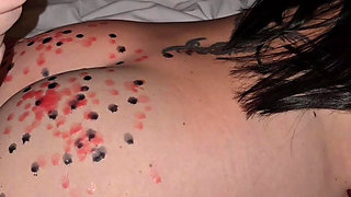 He drips wax on my ass and then cums on my pussy to cool me off!
