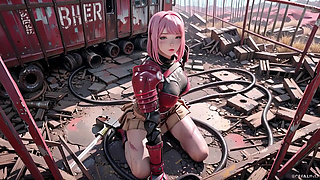 Pink-Haired Mech Warrior! The Cold Beauty of the Wasteland. Red and white armor hiding secrets?