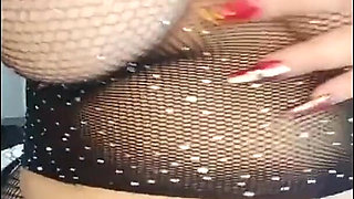 Squirting Masturbation with Fishnet Stockings