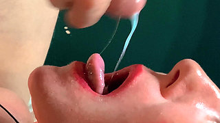 Foreskin: She Gags From Huge Amounts of Sperm, Going Down Her Throat Closeup