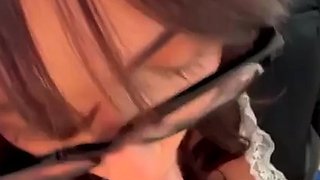 Hot brunette babe gives a perfect POV blowjob