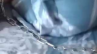 Double pillow masturbation, three times slave orgasm