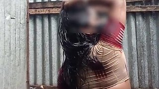 Desi Bhabhi Steamy Bathing Outdoor With Mature Indian Charm
