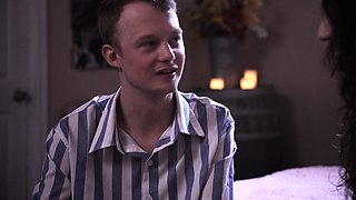 Erotic solo masturbation with teen brunette