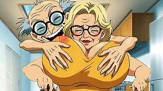 Hentai Granny Gets Double Hot Love for Breakfast