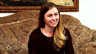 Pink labia close up of naive brunette