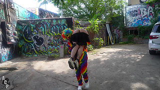 Married Slut Gets Fucked in Public by Gibby the Clown