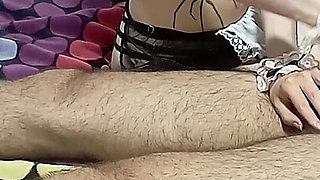 My Hot Step-sister Dressed as a Maid Steps on My Chest While Milking My Cock Until a Huge Cumshot Maid POV (full Video)