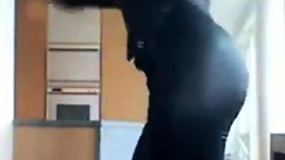 Smoking Hot Brunette Milf in Latex Catsuit and Boots