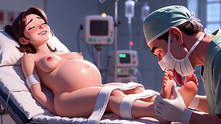 Naughty Doctor Sucking Pregnant Patient Toes in Surgery