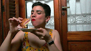 Croissant with Ham, Cheese and Cum!