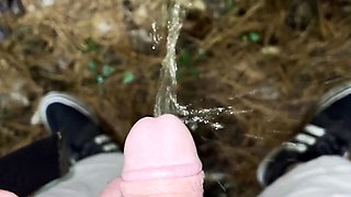 Stoner Guy with Tiny Dick Pissing Outdoors [POV]