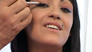 Amateur Busty Latina Tanya Got Her Makeup Ruined with Hot Cum From Two Big Cocks