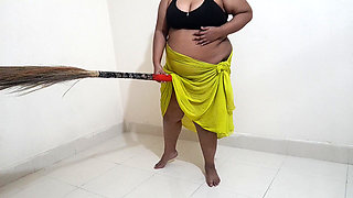 Desi Maid Gets Sexually Aroused While Sweeping the House and Has Sex with the Broom