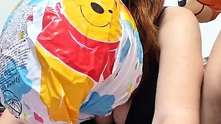 Amateur redhead masturbates then gives a blowjob