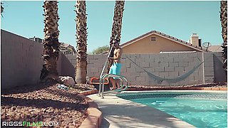 Fit Kitty, Megan Avalon And Brock Cooper In Big Tit Bikini Babes Fucking The Pool Guy