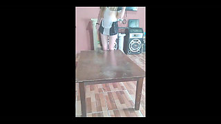 Hot Cleaning Maid Gets Horny and Starts Masturbating on the Counter