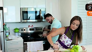 Cheating dark haired stepmom gets nailed by her son