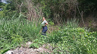 Chubby Latina Shows Her Ass and Tits Outdoors