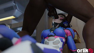 D.va Security BBC Punishment for Mischief - Double Facial Cumshot Overwatch 3D