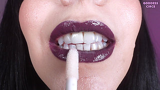 Wanker, Inhale My Divine Smoke - Close-up of My Mouth and Dark Purple Lipstick