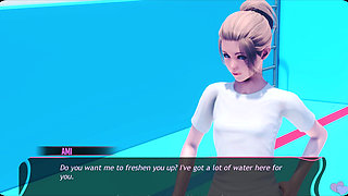 Murmur 7 Liz's Sloppy Locker Room Handjob on Adam - Milking His Cock for Explosive Cum Release (vn Gameplay)