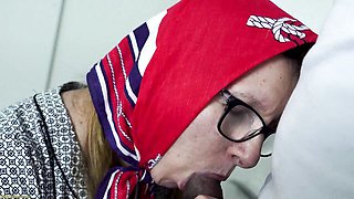 Chubby Granny in Glasses Gets Her Ass Fucked by a BBC Electrician