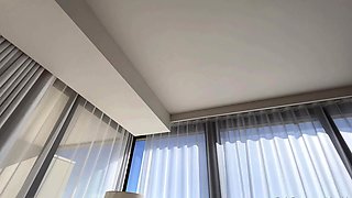 Small tit brunette gives blowjob to a big cock