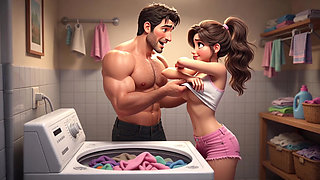 Stepdaughter was doing laundry and I fucked her in the mouth