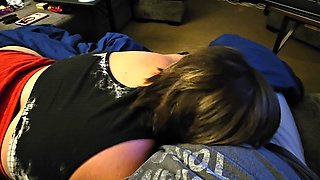 Another amazing blowjob while watching scream and he's knuckles deep in me too