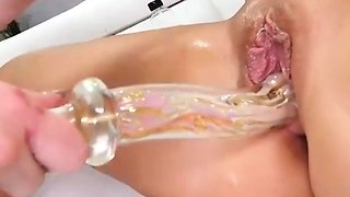 Lesbian milf uses vibro on bare torso