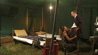 Brunette Horny Military Slut Suck a Big Hard Cock of Her Boss
