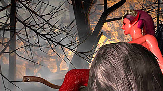 Red Demon Girl Out on a Hunt