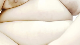 Leafy girl shows off her beautiful body and big breasts masturbating