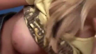 Adorable blonde teen is riding guy's hard wang